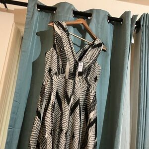 Banana Republic Black and White Patterned Maxi Dress